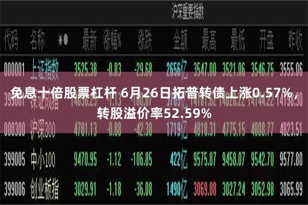 免息十倍股票杠杆 6月26日拓普转债上涨0.57%，转股溢价率52.59%